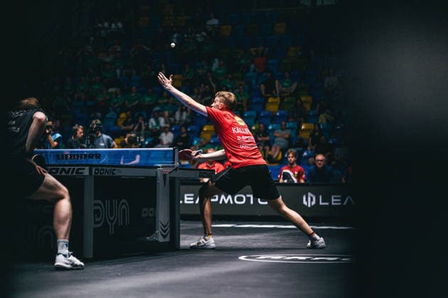 30.05.2026 Tischtennis, Herren, TTBL, Bundesliga, Playoff, Final Four, 1. FC Saarbrücken, Borussia Düsseldorf, TTC Schwalbe Bergneustadt, SV Werder Bremen, Halbfinale Anton Källberg (Düsseldorf) Frankfurt am Main, Süwag Energi Hessen Deutschland