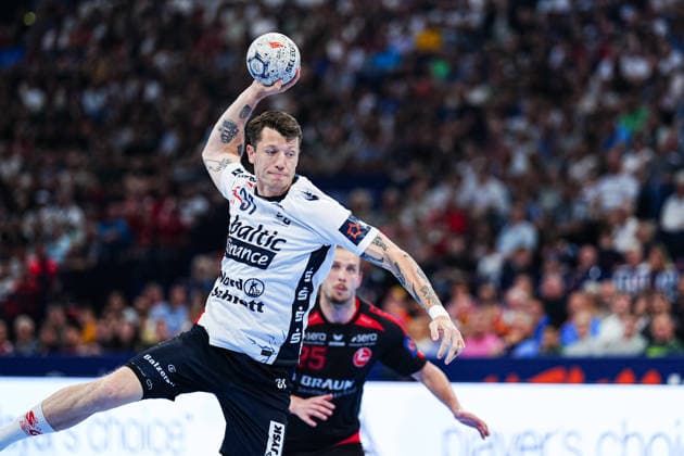 7 Meter Wurf Tor Emil Manfeldt Jakobsen (SG Flensburg-Handewitt, 31) GER, MT Melsungen vs. SG Flensburg-Handewitt, Handball, EHF European League, Halbfinale, Saison 2025 2026, 30.05.2026 GER, MT Melsungen vs. SG Flensburg-Handewitt, Handball, EHF European League, Halbfinale, Saison 2025 2026, 30.05.2026 Hamburg Copyright: xEibner-Pressefoto MarcelxvonxFehrnx EP_MFN