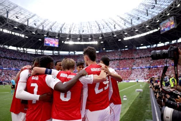 Kai Havertz of Arsenal celebrates scoring their side s first goal of the game Paris Saint-Germain v Arsenal, UEFA Champions League, Final, Football, Puskas Arena, Budapest, Hungary - 30 May 2026Budapest Puskas Arena Hungary EDITORIAL USE ONLY No use with unauthorised audio, video, data, fixture lists, club league logos or live services. Online in-match use limited to 120 images, no video emulation. No use in betting, games or single club league player publications. Copyright: xAhmadxMora Shutterstockx 16902827aa