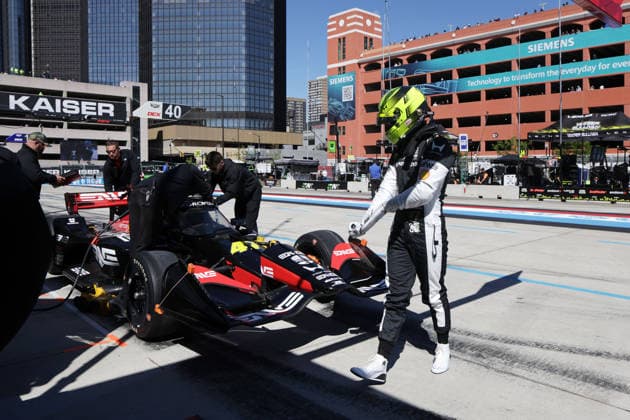 Mike Schumacher (GER) Honda 47 ist ausgestiegen läuft nach dem 2. freien Training um seine Rennfahrzeug, Boxengasse, GP Detroit, Michigan, USA, 30.05.2026, IndyCar, Indy Car, IRL, USA Serie, Rahal Lettermann Lanigan Racing,