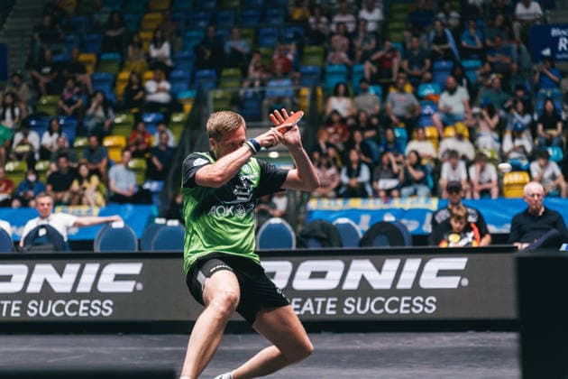30.05.2026 Tischtennis, Herren, TTBL, Bundesliga, Playoff, Final Four, 1. FC Saarbrücken, Borussia Düsseldorf, TTC Schwalbe Bergneustadt, SV Werder Bremen, Halbfinale Mattias Karlsson (Bremen9 Frankfurt am Main, Süwag Energi Hessen Deutschland
