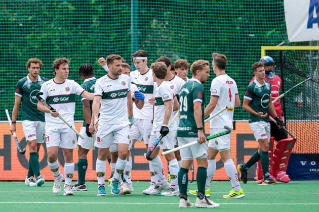 Spieler vom Hamburger Polo Club, jubeln über das Tor zum 1:0, Jubel, Torjubel, Torerfolg, celebrate the goal, goal, celebration, jubelt ueber das Tor, Freuen, Freude, freut sich, optimistisch, positiv, Spielszene, Highlight, Action, Aktion, 31.05.2026, Bonn (Deutschland), Hockey, Deutsche Meisterschaft, Finale, Herren, Hamburger Polo Club - HTC Uhlenhorst Mülheim