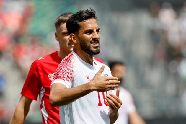 Musa Al-Tamari (Jordanien, 10), Mimik, Gesichtsausdruck, Emotion , Schweiz, Fussball, Freundschaftsspiel, Schweiz vs. Jordanien, 31.05.2026, St. Gallen Kybunpark Hessen Schweiz Copyright: xGrantxHubbsx