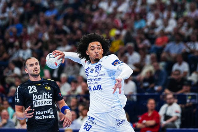Wurf Tor Kylian Prat (Montpellier Handball, 93) GER, Montpellier Handball vs. SG Flensburg-Handewitt, Handball, EHF European League, Spiel um Platz 3, Saison 2025 2026, 31.05.2026 GER, Montpellier Handball vs. SG Flensburg-Handewitt, Handball, EHF European League, Spiel um Platz 3, Saison 2025 2026, 31.05.2026 Hamburg Copyright: xEibner-Pressefoto MarcelxvonxFehrnx EP_MFN