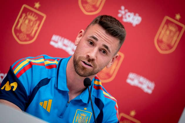 May 31, 2026, Las Rozas, Madrid, Spain: Unai Simon, goalkeeper of Spain National Football Team, during the press conderence of presentation of new sponsors for Spain National Football Team at the Football City (Ciudad del Futbol) on May 31, 2026, in Las Rozas, Spain. Spain National Football Team Sponsors Presentation press conference, PK, Pressekonferenz - ZUMAa181 20260531_zaa_a181_174 Copyright: xAngelxPerezxMecax