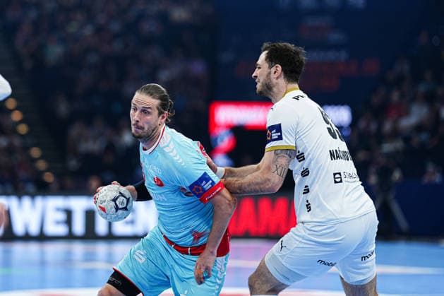 Olle Forsell Schefvert (MT Melsungen, 25), Veron Nacinovic (THW Kiel, 93) GER, THW Kiel vs. MT Melsungen, Handball, EHF European League, Finale, Saison 2025 2026, 31.05.2026 GER, THW Kiel vs. MT Melsungen, Handball, EHF European League, Finale, Saison 2025 2026, 31.05.2026 Hamburg Copyright: xEibner-Pressefoto MarcelxvonxFehrnx EP_MFN