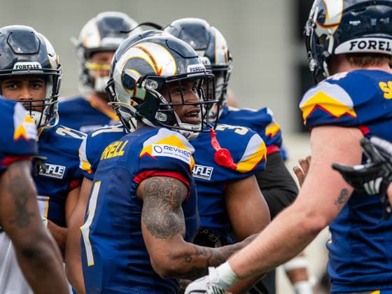 Devan Burrell (Alpine Rams 1), Alpine Rams vs. Berlin Thunder, American Football, AFLE, The League Eruope, Week 2, Saison 2026, 31.05.2026, Alpine Rams vs. Berlin Thunder, American Football, AFLE, The League Eruope, Week 2, Saison 2026, 31.05.2026 Biel Copyright: xEibner-Pressefoto FlorianxSchustx EP_FSU