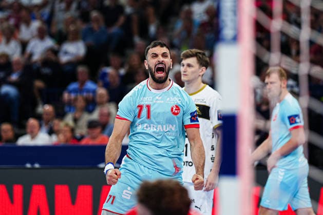 Jubel Mohamed Amine Darmoul (MT Melsungen, 71) GER, THW Kiel vs. MT Melsungen, Handball, EHF European League, Finale, Saison 2025 2026, 31.05.2026 GER, THW Kiel vs. MT Melsungen, Handball, EHF European League, Finale, Saison 2025 2026, 31.05.2026 Hamburg Copyright: xEibner-Pressefoto MarcelxvonxFehrnx EP_MFN