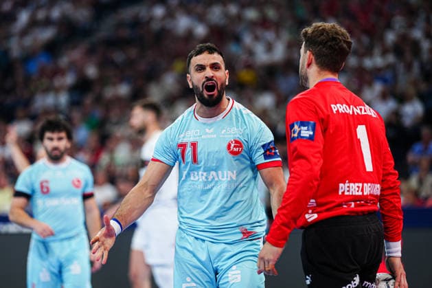 Jubel Mohamed Amine Darmoul (MT Melsungen, 71) GER, THW Kiel vs. MT Melsungen, Handball, EHF European League, Finale, Saison 2025 2026, 31.05.2026 GER, THW Kiel vs. MT Melsungen, Handball, EHF European League, Finale, Saison 2025 2026, 31.05.2026 Hamburg Copyright: xEibner-Pressefoto MarcelxvonxFehrnx EP_MFN