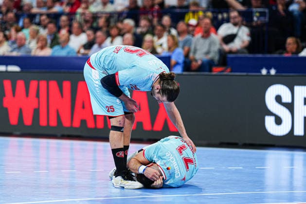 Verletzung Mohamed Amine Darmoul (MT Melsungen, 71) GER, THW Kiel vs. MT Melsungen, Handball, EHF European League, Finale, Saison 2025 2026, 31.05.2026 GER, THW Kiel vs. MT Melsungen, Handball, EHF European League, Finale, Saison 2025 2026, 31.05.2026 Hamburg Copyright: xEibner-Pressefoto MarcelxvonxFehrnx EP_MFN