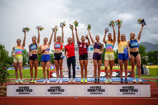 Annik KAELIN (Switzerland), Sofie DOKTOR (Netherlands), Sandrina SPRENGEL (GER; VfB Stuttgart 1893), Vanessa GRIMM (GER, Koenigsteiner LV), Sophie WEISSENBERG (GER, TSV Bayer 04 Leverkusen) AUT, Leichtathletik, Athletics, 51. Hypomeeting, 31.05.2026, AUT, Leichtathletik, Athletics, 51. Hypomeeting, 30105.2025 Goetzis Copyright: xEibnerxPressefoto JanxPapenfussx EP_JPS