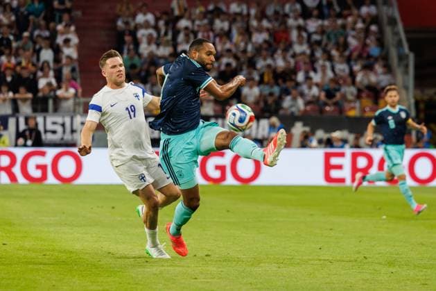 Jonathan Tah (Deutschland) im Zweikampf mit Benjkamin Kaellmann (Finnland), Deutschland vs Finnland, Fussball, Länderspiel, WM Vorbereitung, Saison 2025 2026, 31.05.2026 Deutschland vs Finnland, Fussball, Länderspiel, WM Vorbereitung, Saison 2025 2026, 31.05.2026 Copyright: xEibner-Pressefoto AlexanderxNeisx EP_ANS