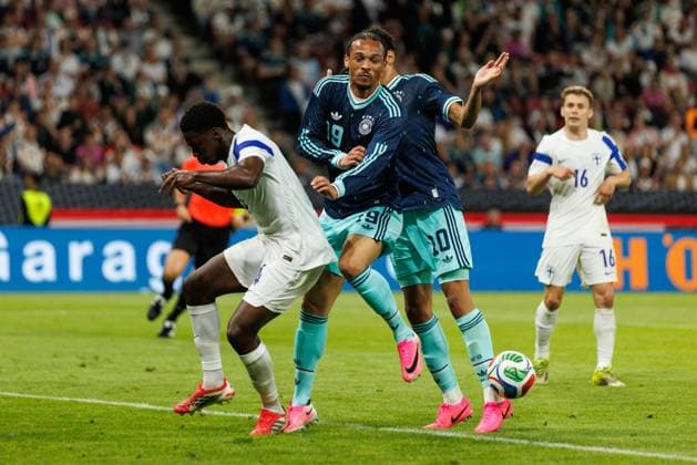 Jamal Musiala (Deutschland) verhindert den Torschuss von Leroy Sane (Deutschland), Deutschland vs Finnland, Fussball, Länderspiel, WM Vorbereitung, Saison 2025 2026, 31.05.2026 Deutschland vs Finnland, Fussball, Länderspiel, WM Vorbereitung, Saison 2025 2026, 31.05.2026 Copyright: xEibner-Pressefoto AlexanderxNeisx EP_ANS