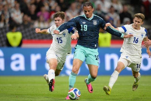 Fußball, Freundschaftsspiel, 20260531, Deutschland - Finnland. Im Bild v.l. Miro TENHO (Finnland, 5), Jamal MUSIALA (Deutschland, 10), 9, Naatan SKYTTÄ (Finnland, 10), 16. Mainz MEWA-Arena Rheinland-Pfalz Deutschland Copyright: Passion2Press MarkusxFischerx