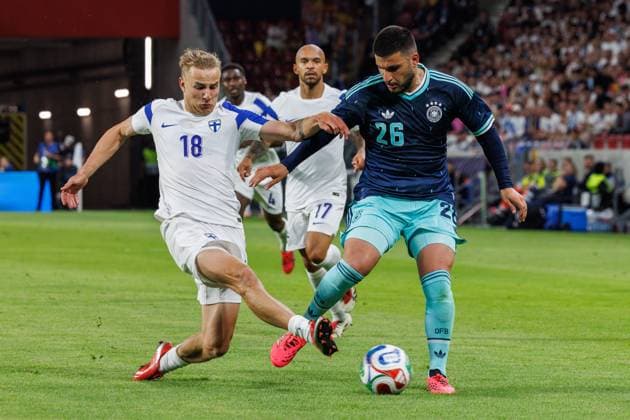 Deniz Undav (Deutschland) im Zweikampf mit Topi Keskinen (Finnland), Deutschland vs Finnland, Fussball, Länderspiel, WM Vorbereitung, Saison 2025 2026, 31.05.2026 Deutschland vs Finnland, Fussball, Länderspiel, WM Vorbereitung, Saison 2025 2026, 31.05.2026 Copyright: xEibner-Pressefoto AlexanderxNeisx EP_ANS
