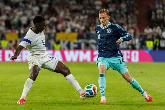 Maximilian Beier (Deutschland) im Zweikampf mit Tony Miettinen (Finnland), Deutschland vs Finnland, Fussball, Länderspiel, WM Vorbereitung, Saison 2025 2026, 31.05.2026 Deutschland vs Finnland, Fussball, Länderspiel, WM Vorbereitung, Saison 2025 2026, 31.05.2026 Copyright: xEibner-Pressefoto AlexanderxNeisx EP_ANS