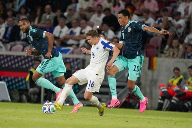 DFB Maenner Nationalmannschaft, Men national team, Nationalteam Freundschaftsspiel, Testspiel ,Deutschland- Finnland , Germany vs. Finland, 31.05.2026, MEWA-Arena Mainz anssi suhonen finland FIN Jamal Musiala, Deutschland, Germany, GER,