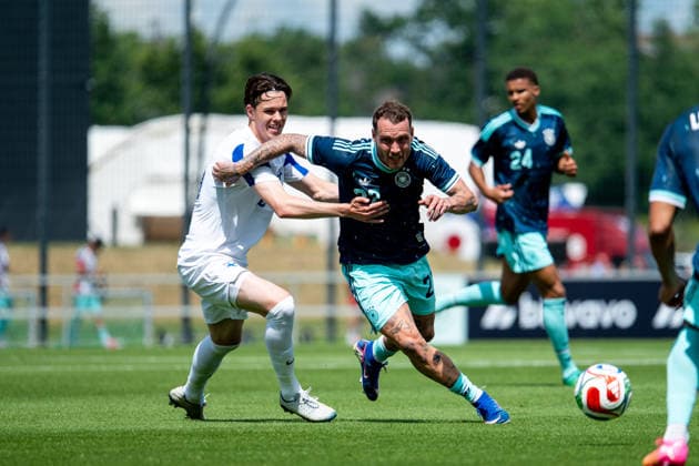 GER, Deutschland vs Finnland, Abschiedsevent und Trainingsspiel, WM Vorbereitung 2026 01.06.2026, DFB Campus, Frankfurt am Main, GER, Deutschland vs Finnland, Abschiedsevent und Trainingsspiel, WM Vorbereitung 2026, im Bild David Raum (Deutschland, 22) am Ball,