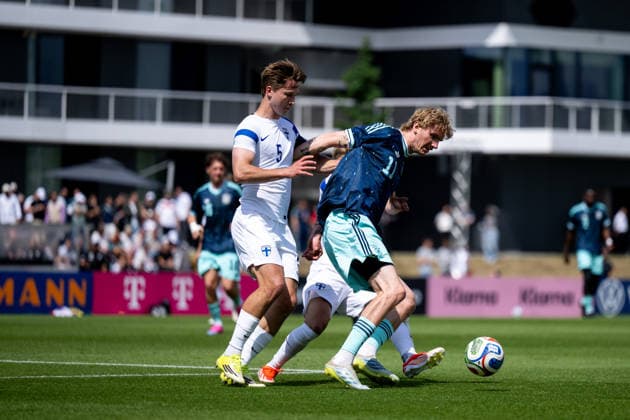 GER, Deutschland vs Finnland, Abschiedsevent und Trainingsspiel, WM Vorbereitung 2026 01.06.2026, DFB Campus, Frankfurt am Main, GER, Deutschland vs Finnland, Abschiedsevent und Trainingsspiel, WM Vorbereitung 2026, im Bild Nick Woltemade (Deutschland, 11) im Zweikampf am Ball,