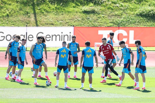 June 3, 2026, Las Rozas, Madrid, Spain: Several players during a training session of Spain National Football Team ahead the FIFA World Cup, WM, Weltmeisterschaft, Fussball 2026 at Ciudad del Futbol on June 03, 2026 in Las Rozas, Madrid, Spain. Spain Team Training Session - FIFA World Cup 2026 - ZUMAa181 20260603_zaa_a181_009 Copyright: xIrinaxR.xHipolitox
