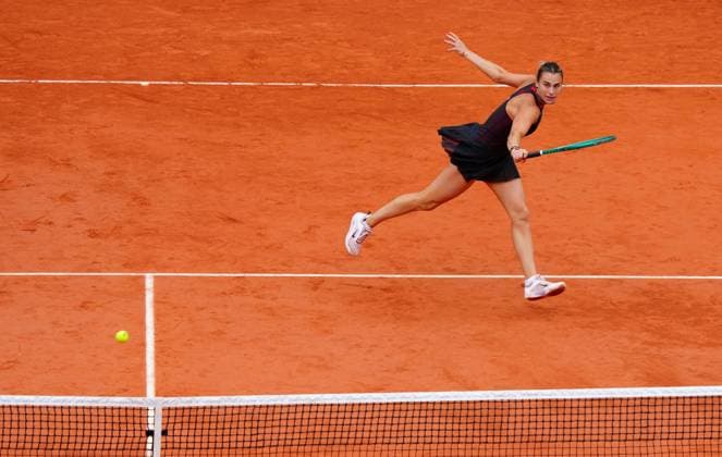 Aryna Sabalenka in quarter final action French Open Tennis, Day Eleven, Tennis, Roland Garros, Paris, France - 03 Jun 2026Paris Roland Garros France EDITORIAL USE ONLY No use with unauthorised audio, video, data, fixture lists, club league logos or live services. Online in-match use limited to 120 images, no video emulation. No use in betting, games or single club league player publications. Copyright: xJavierxGarcia Shutterstockx 16906556af