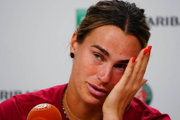 An emotional Aryna Sabalenka at her post match press conference, PK, Pressekonferenz following her quarter final defeat to Diana Shnaider French Open Tennis, Day Eleven, Tennis, Roland Garros, Paris, France - 03 Jun 2026Paris Roland Garros France EDITORIAL USE ONLY No use with unauthorised audio, video, data, fixture lists, club league logos or live services. Online in-match use limited to 120 images, no video emulation. No use in betting, games or single club league player publications. Copyright: xJavierxGarcia Shutterstockx 16906556bf