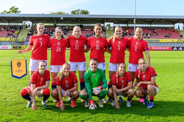 260603 Top left Savanna Mary-Anne Duffy, Froya Brennskag-Dorsin, Iris Omarsdottir, Emilie osteras, Mina Bergersen, Oda Johansen, bottom left Emilie Bragstad, Eline Hegg, goalkeeper Thiril Erichsen, Mia Authen and Julie Jorde ahead of the U23 women s International Friendly, Länderspiel, Nationalmannschaft football match between Sweden and Norway on June 3, 2026 in Kalmar. Photo: Suvad Mrkonjic BILDBYRAN COP 170 SM0467 fotboll football soccer fotball u23 under 23 sverige sweden norge norway dam bbeng Copyright: SUVADxMRKONJIC BB260603SM083