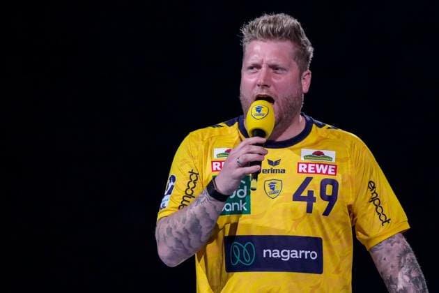 Handball, HBL, Rhein-Neckar Löwen - TSV Hannover-Burgdorf Kevin Gerwin (Moderator, Hallensprecher, RNL), Einzelbild, Einzelfoto, Aktion, Action, 03.06.2026, Mannheim (Deutschland), Handball, Bundesliga, Rhein-Neckar Löwen - TSV Hannover-Burgdorf