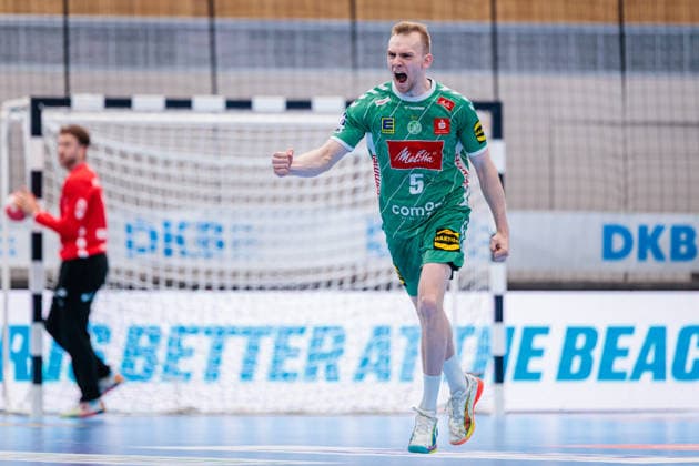 Handball, HBL, TSV GWD Minden - THW Kiel Florian Kranzmann (GWD Minden, 05) jubelt ueber einen Torerfolg GER, GWD Minden vs. THW Kiel, Handball, 1. Bundesliga, 33. Spieltag, Spielzeit 2025 2026, 03.06.2026 GER, GWD Minden vs. THW Kiel, Handball, 1. Bundesliga, 33. Spieltag, Spielzeit 2025 2026, 03.06.2026 Minden Copyright: xEibner-Pressefoto JanxRollingerx EP_JSK