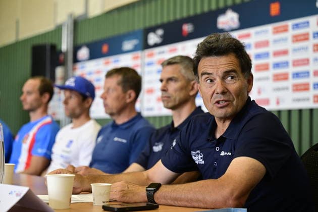 Kanu, ICF Slalom Weltcup in Prag - Troja, PRessekonferenz The World Cup Organizing Committee Chairman Jiri Rohan, right, attends a press conference, PK, Pressekonferenz prior to ICF Canoe Slalom World Cup 2026 on June 3, 2026, in Prague, Czech Republic. World Cup slalom races to be held June 5-7 in Troja, Prague. (CTKxPhoto RomanxVondrous) CTKPhotoP2026060305175 CTKPhotoP2026060305175