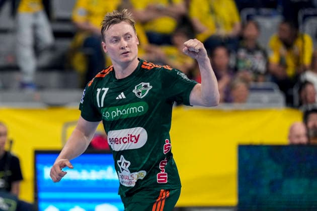 Handball, HBL, Rhein-Neckar Löwen - TSV Hannover-Burgdorf #4 Torschütze August Baskar Pedersen (Die Recken, 17), Spieler vom TSV Hannover-Burgdorf (Die Recken), jubelt über ein Tor, Jubel, jubeln, Torjubel, Torerfolg, celebrate the goal, goal, celebration, jubelt ueber das Tor, Freuen, Freude, freut sich, optimistisch, positiv, Spielszene, Highlight, Einzelbild, Einzelfoto, Aktion, Action, 03.06.2026, Mannheim (Deutschland), Handball, Bundesliga, Rhein-Neckar Löwen - TSV Hannover-Burgdorf