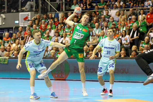 Handball, HBL, SC Magdeburg - VfL Gummersbach #2 03.06.2026, xgox, Handball - Daikin HBL SC Magdeburg - VfL Gummersbach emspor, v.l. Felix Claar (Magdeburg, 7) wirft Tor, Torschuetze, erzielt Tor, Treffer, scores the goal Magdeburg