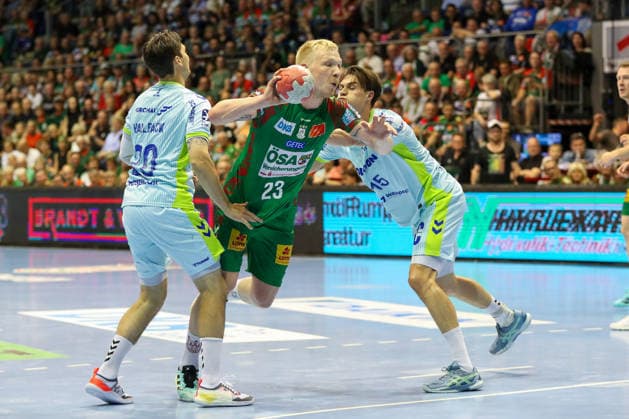 Handball, HBL, SC Magdeburg - VfL Gummersbach #2 03.06.2026, xgox, Handball - Daikin HBL SC Magdeburg - VfL Gummersbach emspor, v.l.Magnus Saugstrup (Magdeburg, 23) wirft Tor, Torschuetze, erzielt Tor, Treffer, scores the goal Magdeburg