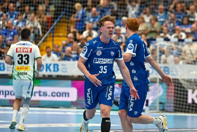 Handball, HBL, TBV Lemgo - SC DHfK Leipzig #3 Jarnes Faust (TBV Lemgo Lippe, 35) jubelt TBV Lemgo Lippe vs. SC DHfK Leipzig, Handball, 1. Bundesliga, 33. Spieltag, Saison 2025 2026, 03.06.2026, TBV Lemgo Lippe vs. SC DHfK Leipzig, Handball, 1. Bundesliga, 33. Spieltag, Saison 2025 2026, 03.06.2026 Lemgo Copyright: xEibner-Pressefoto RobertxGertzenx EP_RGN