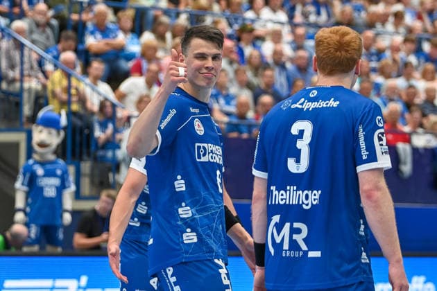 Handball, HBL, TBV Lemgo - SC DHfK Leipzig #3 Jan Simak (TBV Lemgo Lippe, ) gibt den Daumen hoch TBV Lemgo Lippe vs. SC DHfK Leipzig, Handball, 1. Bundesliga, 33. Spieltag, Saison 2025 2026, 03.06.2026, TBV Lemgo Lippe vs. SC DHfK Leipzig, Handball, 1. Bundesliga, 33. Spieltag, Saison 2025 2026, 03.06.2026 Lemgo Copyright: xEibner-Pressefoto RobertxGertzenx EP_RGN