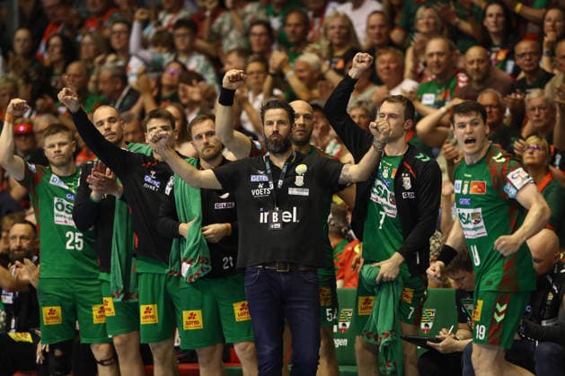 Handball, HBL, SC Magdeburg - VfL Gummersbach #3 03.06.2026, xtgx, Handball, Daikin HBL, SC Magdeburg - VfL Gummersbach v.l. Bennet Wiegert (Magdeburg, Trainer) Jubel, Torjubel, jubelt ueber das Tor, celebrate the goal, celebration Magdeburg