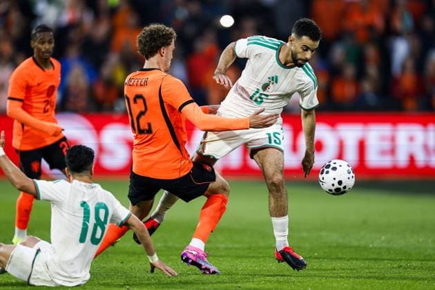 Fußball, Testspiel, Niederlande - Algerien #2 ROTTERDAM - (lr) Mats Wieffer of the Netherlands, Rayan Ait-Nouri of Algeria during the friendly international match, Länderspiel, Nationalmannschaft between the Netherlands and Algeria at Feyenoord stadium De Kuip on June 3, 2026 in Rotterdam, the Netherlands. The Dutch national team, Nationalteam is preparing for the 2026 FIFA World Cup, WM, Weltmeisterschaft, Fussball MAURICE VAN STEEN ANP International Friendly, Länderspiel, Nationalmannschaft 2026 xVIxANPxSportx xxANPxIVx 560013080 originalFilename: 560013080.jpg