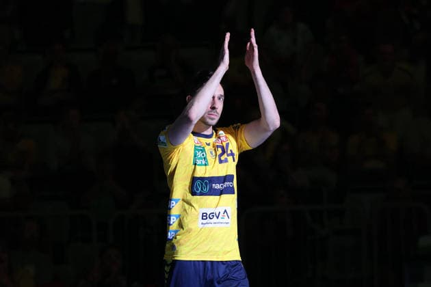 Handball, HBL, Rhein-Neckar Löwen - TSV Hannover-Burgdorf #4 Verabschiedung von Patrick Groetzki (Rhein Neckar Loewen, 24) mit Ehrung. GER, Rhein Neckar Loewen gegen TSV Hannover-Burgdorf, Handball, 1.Bundesliga, Spielzeit 2025 2026, 03.05.2026 GER, Rhein Neckar Loewen vs. TSV Hannover-Burgdorf, 1.Bundesliga, Spielzeit 2025 2026, 03.05.2026 Mannheim Copyright: xEibner-Pressefoto JoergxHirschx EP_JHH