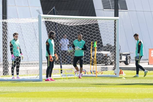 The Brazilian national team, Nationalteam during training in New Jersey, United States. LÃ o Nannetti Enderson, Alisson, Weverton of the Brazilian national team during training at the New York Red Bulls Training Center in Columbia Park, in the city of Morristown, New Jersey, United States, this Wednesday, June 3, 2026. Morristown Columbia Park NJ UNITED STATES Copyright: xWilliamxVolcovx