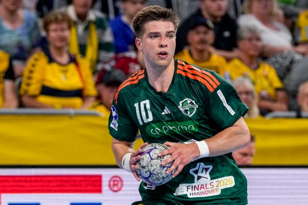 Renars Uscins (Die Recken, 10), am Ball, Einzelbild, Einzelfoto, Aktion, Action, 03.06.2026, Mannheim (Deutschland), Handball, Bundesliga, Rhein-Neckar Löwen - TSV Hannover-Burgdorf