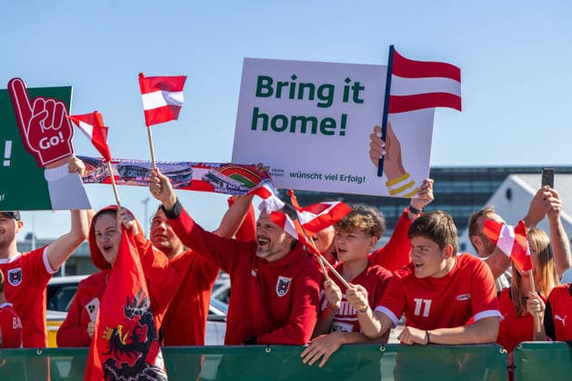 SOCCER - FIFA World Cup, WM, Weltmeisterschaft, Fussball 2026, preview VIENNA,AUSTRIA,04.JUN.26 - SOCCER - FIFA World Cup 2026, USA, Mexico, Canada, preview, farewell OEFB, Oesterreichischer Fussball-Bund. Image shows fans of AUT. GEPAxpictures xPhilippxBrem