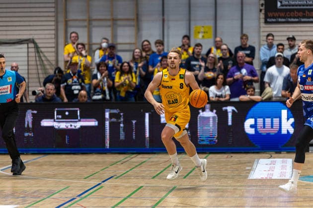 Lucas Mayer (Bozic Estriche Knights Kirchheim, 08) GER, Bozic Estriche Knights Kirchheim vs. Phoenix Hagen, BARMER 2. Basketball Bundesliga, Playoffs Finale Spiel 1, Saison 2025 2026, 04.06.2026 GER, Bozic Estriche Knights Kirchheim vs. Phoenix Hagen, BARMER 2. Basketball Bundesliga, Playoffs Finale Spiel 1, Saison 2025 2026, 04.06.2026 Kirchheim unter Teck Copyright: xEibner-Pressefoto NinaxSanderx EP_NSR