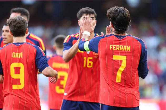 June 4, 2026, A Coruna, A Coruna, SPAIN: Ferran Torres of Spain celebrates a goal during the friendly international football match played between Spain and Iraq ahead the FIFA World Cup, WM, Weltmeisterschaft, Fussball 2026 at Abanca Balaidos stadium on June 04, 2026, in A Coruna, Spain. A Coruna SPAIN - ZUMAa181 20260604_zaa_a181_131 Copyright: xIrinaxR.xHipolitox