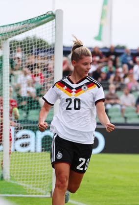 Deutschland - Daenemark Laenderspiel U23 Frauen Leipzig, 04.06.2026, Alfred-Kunze-Sportpark, Fussball, U23 Frauen, Länderspiel. BR DEUTSCHLAND (GER) vs. DÄNEMARK (DEN) 2:0 (2:0) , Tor für Deutschland zum 1:0. Im Bild: Torschützin Julia Landenberger (20, GER, RB Leipzig), Torjubel ,