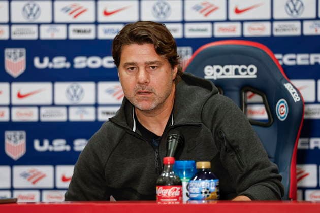 Fußball, FIFA WM 2026, Nationalteam USA, Pressekonferenz UMNT prepares for a friendly against Germany USA s head coach Mauricio Pochettino speaks during a press conference, PK, Pressekonferenz before a training session in Chicago, Illinois, USA, 05 June 2026. The United States and Germany will play their International Friendly, Länderspiel, Nationalmannschaft soccer match on 06 June. CHICAGO ILLINOIS USA Copyright: xKAMILxKRZACZYNSKIx