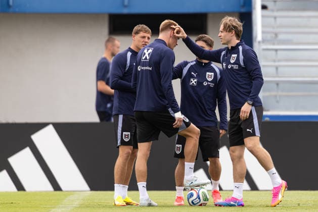 SOCCER - FIFA World Cup, WM, Weltmeisterschaft, Fussball 2026, preview SANTA BARBARA,CALIFORNIA,USA,05.JUN.26 - SOCCER - FIFA World Cup 2026, USA, Mexico, Canada, training. Image shows Alexander Prass, Philipp Lienhart, Romano Schmid and Patrick Wimmer (AUT). GEPAxpictures xArminxRauthner