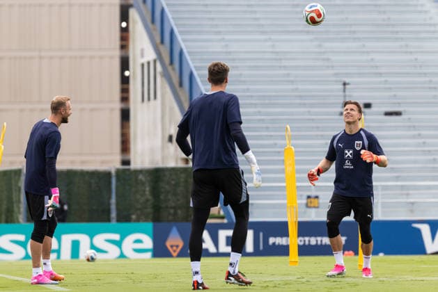 SOCCER - FIFA World Cup, WM, Weltmeisterschaft, Fussball 2026, preview SANTA BARBARA,CALIFORNIA,USA,05.JUN.26 - SOCCER - FIFA World Cup 2026, USA, Mexico, Canada, training. Image shows Alexander Schlager, Florian Wiegele and Patrick Pentz (AUT). GEPAxpictures xArminxRauthner