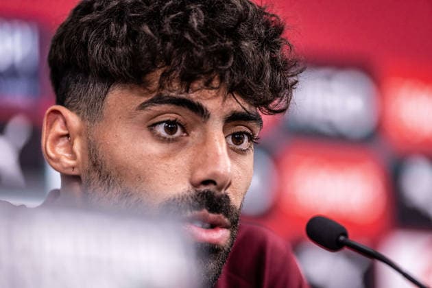Portugal v Chile - FIFA World Cup, WM, Weltmeisterschaft, Fussball 2026 International Friendly, Länderspiel, Nationalmannschaft Samu Costa of Portugal gives a press conference, PK, Pressekonferenz in Oeiras, Portugal, on June 6, 2026, ahead of the FIFA World Cup 2026 international friendly match between Portugal and Chile at Estadio Nacional do Jamor. Lisbon Oeiras Portugal Copyright: xRodrigoxMoreira NurPhotox originalFilename:moreira-portugal260605_npdLL.jpg