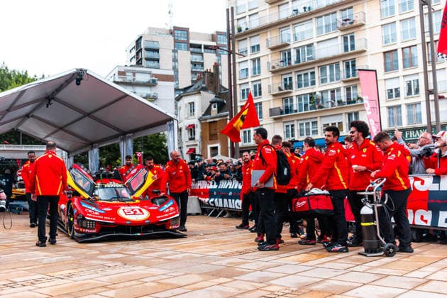 24 HEURES DU MANS 2026 - PESAGE 51 PIER GUIDI Alessandro (ita), CALADO James (gbr), GIOVINAZZI Antonio (ita), Ferrari AF Corse, Ferrari 499P 51, Hypercar, action during Le Pesage of the 24 Hours of Le Mans 2026, 3rd round of the 2026 FIA World Endurance Championship, from June 5 to 6, 2026 on the Place de la RÃ publique in Le Mans, France - Copyright: xDPPIx