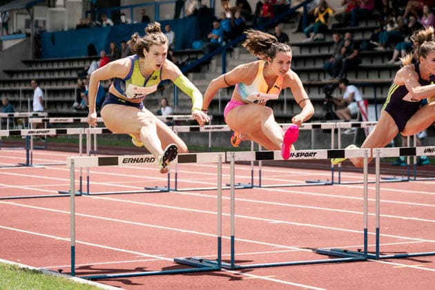 Marlene Meier (TSV Bayer 04 Leverkusen, 721, 100m Huerden Frauen), Rosina Schneider (TV Sulz, 811, 100m Huerden Frauen), GER, Leichtathletik, Athletics, Sparkassen Gala, Regensburg, 06.06.2026, GER, Leichtathletik, Athletics, Sparkassen Gala, Regensburg, 06.06.2026 Regensburg Copyright: xStefanxMayerx EP_SMR